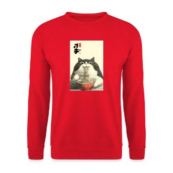 Neko-Ramen-Festmahl - Unisex Pullover - Rot - Vorne - Alina (178cm) & Michal (187cm)