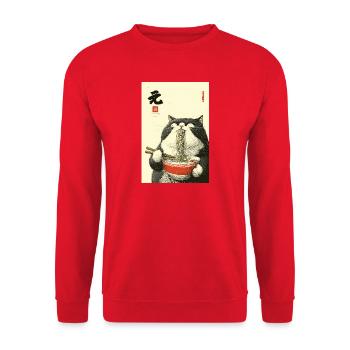 Noodle Cat Feast - Unisex Sweatshirt - red - Front - Alina (178cm) & Michal (187cm)