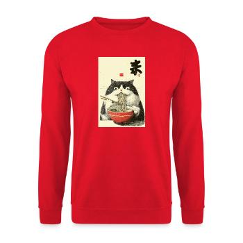 Neko Noodle Cat Ramen Art - Unisex Sweatshirt - red - Front - Alina (178cm) & Michal (187cm)