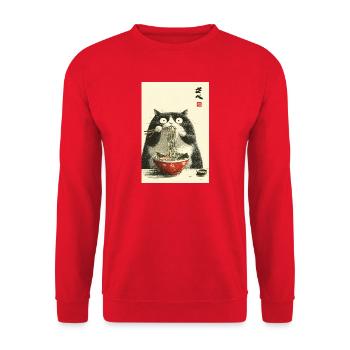 Ramen Chat Nouilles Joie - Sweat-shirt Unisexe - rouge - Devant - Alina (178cm) & Michal (187cm)