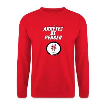 Stop thinking - Unisex Sweatshirt - red - Front - Alina (178cm) & Michal (187cm)