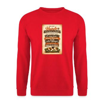 Fauler Hund auf dem Sofa Spruch - Unisex Pullover - Rot - Vorne - Alina (178cm) & Michal (187cm)