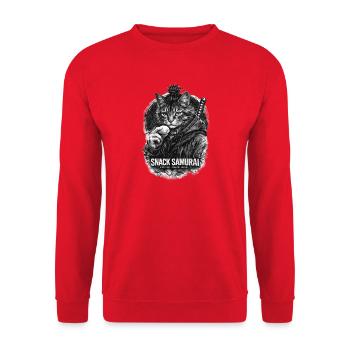 Snack Samurai Katze II - Unisex Pullover - Rot - Vorne - Alina (178cm) & Michal (187cm)