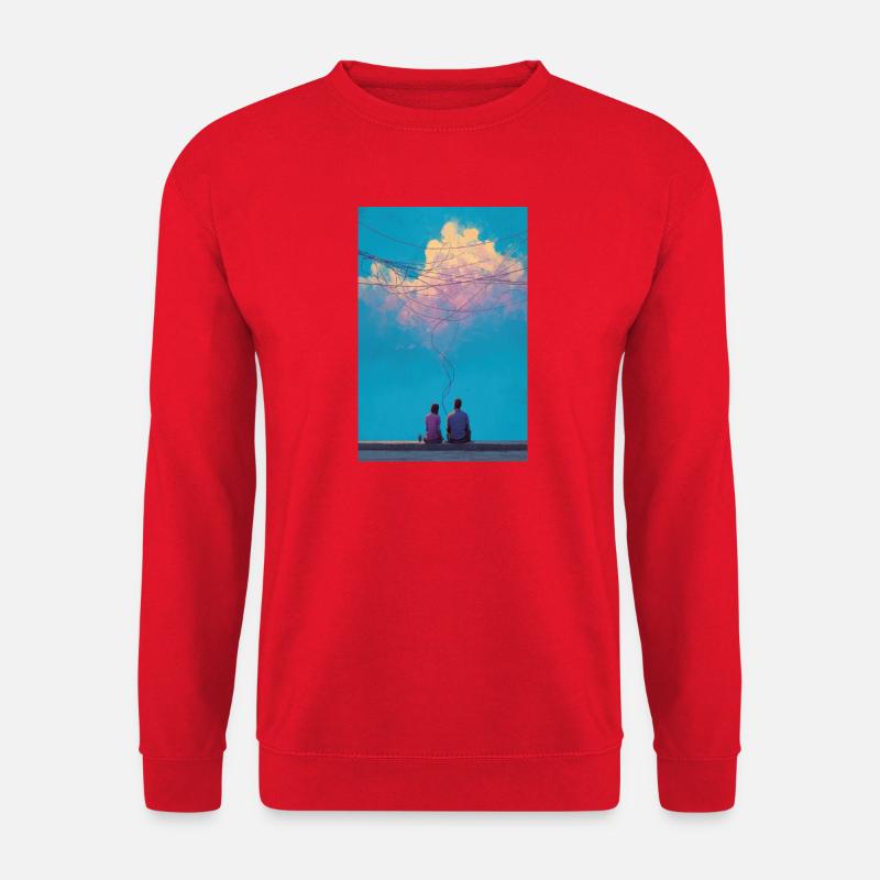 Sky Wires und zwei Figuren - Unisex Pullover - Rot