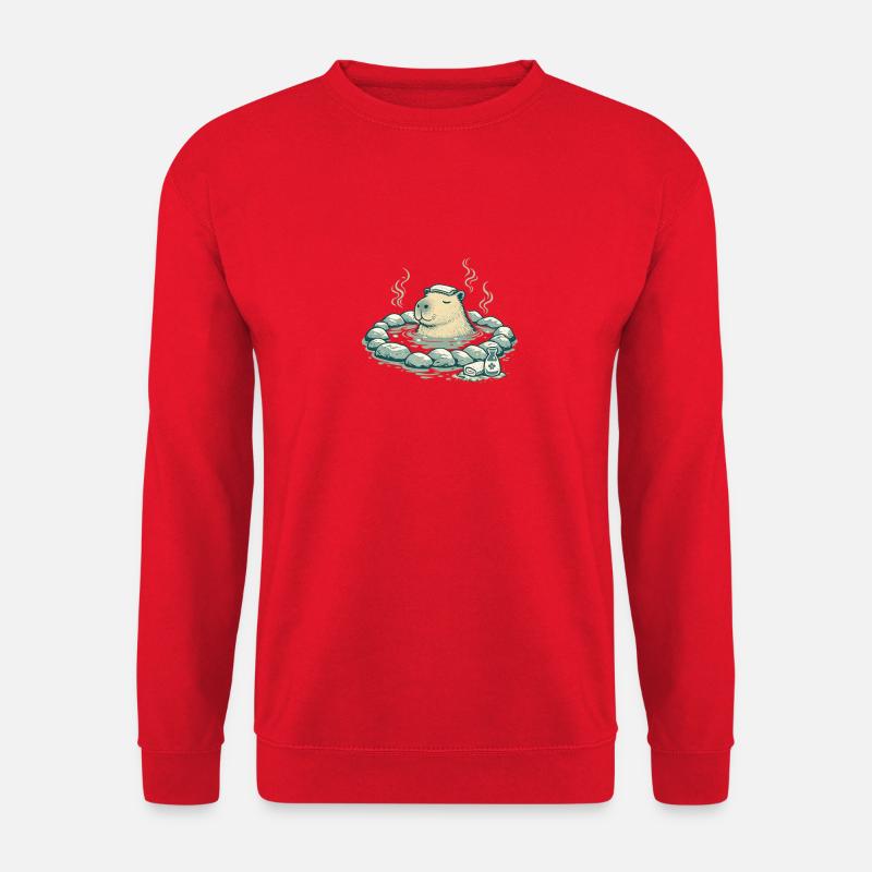 Capybara dans le bain de source - Sweat-shirt Unisexe - rouge