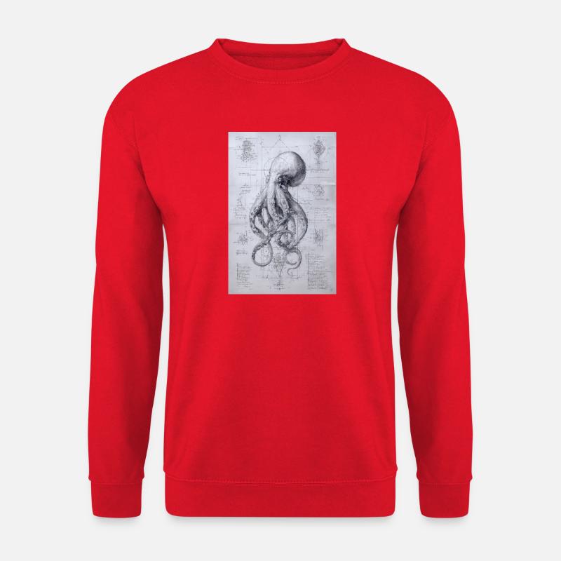 Oktopus-Bauplan-Skizze - Unisex Pullover - Rot