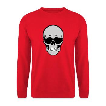 Skull with Sunglasses Graphic - Unisex Sweatshirt - red - Front - Alina (178cm) & Michal (187cm)