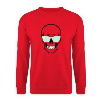Color-Adjustable Sunglasses Smile Skull - Unisex Sweatshirt - red - Front - Alina (178cm) & Michal (187cm)
