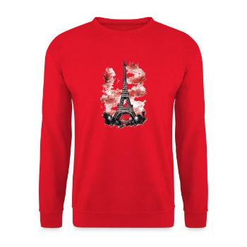 Paris France Eiffel Tower Artistic Souvenir Design - Unisex Pullover - Rot - Vorne - Alina (178cm) & Michal (187cm)