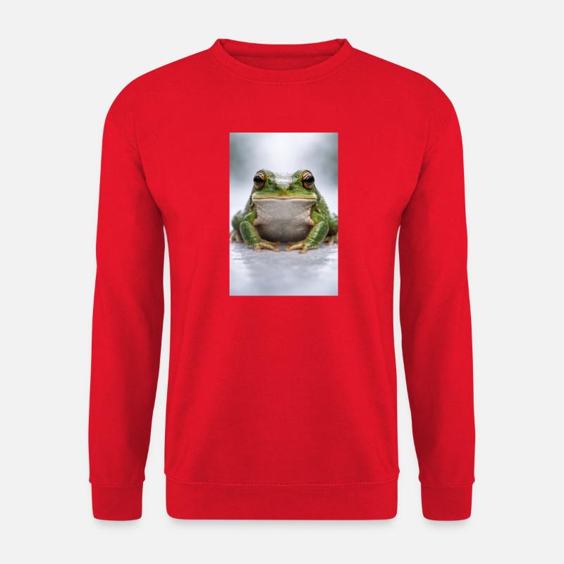 Grüner Frosch im Fokus - Unisex Pullover - Rot