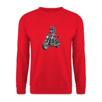 Zebra Motorcycle Rocker with Sunglasses - Unisex Sweatshirt - red - Front - Alina (178cm) & Michal (187cm)