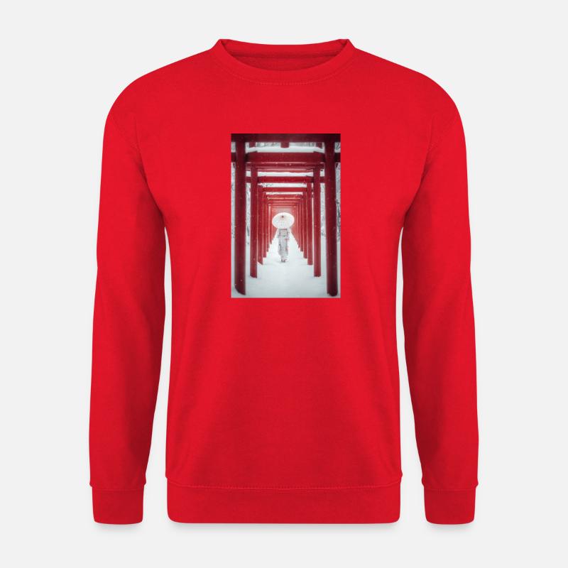 Roter Torii Schneepfad-Kimono - Unisex Pullover - Rot