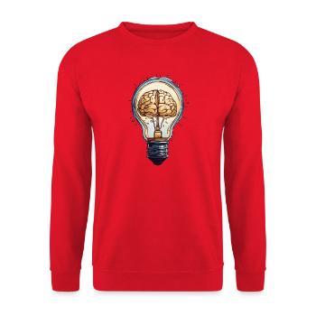 Thought Lamp: Brain Ideas in Light Bulb - Unisex Sweatshirt - red - Front - Alina (178cm) & Michal (187cm)