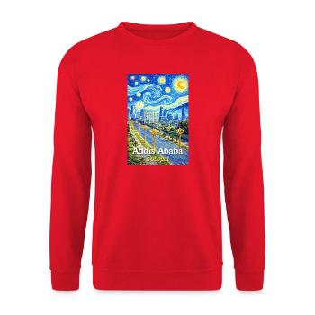 Addis Ababa Night Skyline Art - Unisex Sweatshirt - red - Front - Alina (178cm) & Michal (187cm)