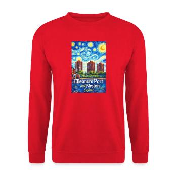 Ellesmere Port & Neston England Skyline - Unisex Pullover - Rot - Vorne - Alina (178cm) & Michal (187cm)