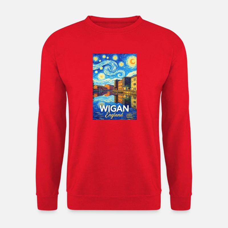 Wigan England Harbour Starry Night Style - Unisex Sweatshirt - red