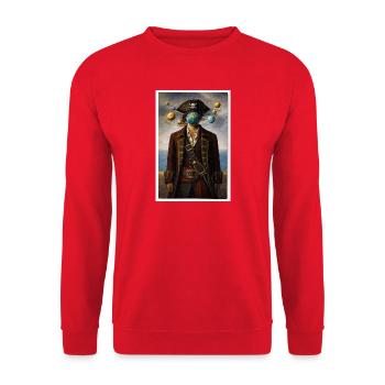Kosmisches Piratenporträt - Unisex Pullover - Rot - Vorne - Alina (178cm) & Michal (187cm)
