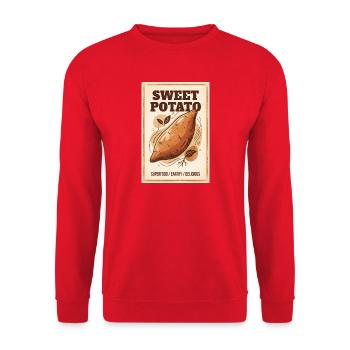 Süßkartoffel-Superfood-Druck - Unisex Pullover - Rot - Vorne - Alina (178cm) & Michal (187cm)