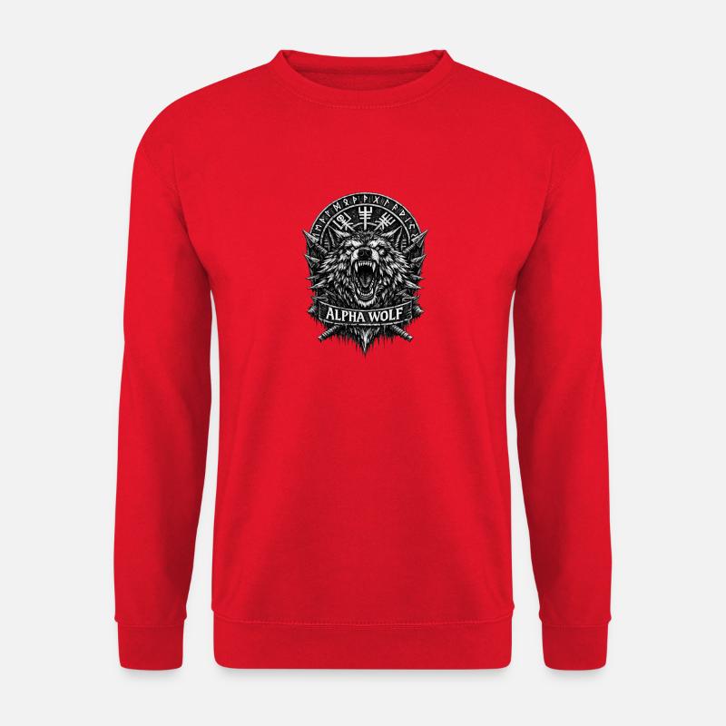Alpha Wolf Runic Crest - Unisex Sweatshirt - red