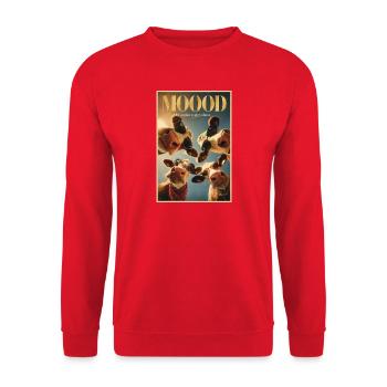 Mood Moo: Glam-Kuh-Poster - Unisex Pullover - Rot - Vorne - Alina (178cm) & Michal (187cm)