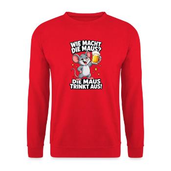 Party Maus Prost - Unisex Pullover - Rot - Vorne - Alina (178cm) & Michal (187cm)