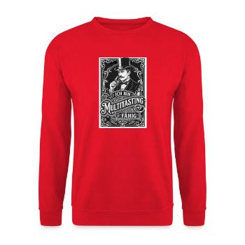 Whisky Ich bin Multitastingfähig - Unisex Pullover - Rot - Vorne - Alina (178cm) & Michal (187cm)