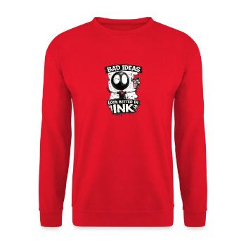 Bad Ideas Look Better in Ink - Unisex Sweatshirt - red - Front - Alina (178cm) & Michal (187cm)