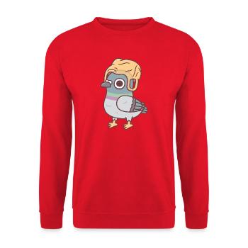 Funny Pigeon With Plastic Bag Hat Meme - Unisex Sweatshirt - red - Front - Alina (178cm) & Michal (187cm)
