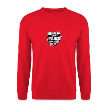 Vielleicht Oder Nicht – Entscheidungswitz - Unisex Pullover - Rot - Vorne - Alina (178cm) & Michal (187cm)