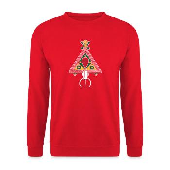 Kabylie Schmuck Triade Glasiertes Grünes Gold - Unisex Pullover - Rot - Vorne - Alina (178cm) & Michal (187cm)