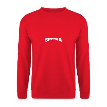 Serbien Reise Design Souvenir Balkan Urlaub - Unisex Pullover - Rot - Vorne - Alina (178cm) & Michal (187cm)