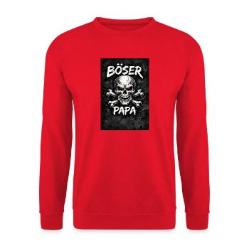 Böser Papa Schädel mit Knochen - Unisex Pullover - Rot - Vorne - Alina (178cm) & Michal (187cm)
