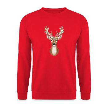 Deer - Unisex Sweatshirt - red - Front - Alina (178cm) & Michal (187cm)