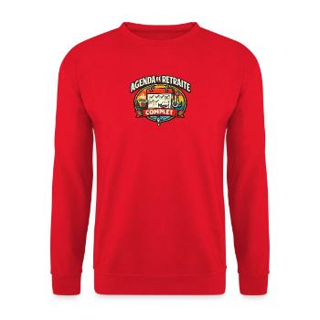 Agenda de Retraité Complet Humour - Sweat-shirt Unisexe - rouge - Devant - Alina (178cm) & Michal (187cm)