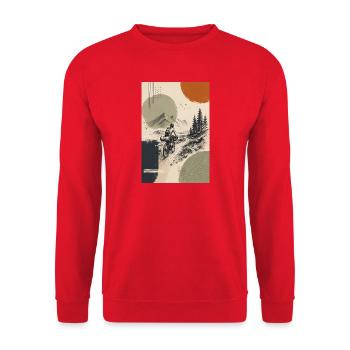 Bergpfad Radfahrer Abendsonne - Unisex Pullover - Rot - Vorne - Alina (178cm) & Michal (187cm)