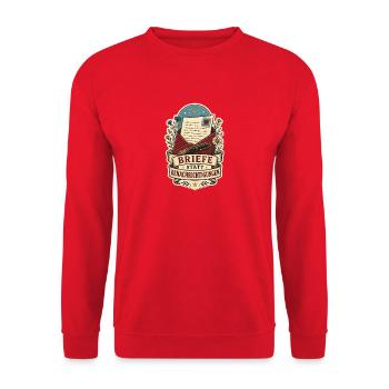 Briefe statt Benachrichtigungen - Unisex Pullover - Rot - Vorne - Alina (178cm) & Michal (187cm)