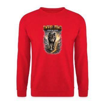 Unbreakable - Step by Step/ Wolf Design/ - Unisex Sweatshirt - red - Front - Alina (178cm) & Michal (187cm)