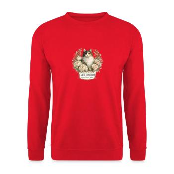 CAT_mom_Bloom - Unisex Pullover - Rot - Vorne - Alina (178cm) & Michal (187cm)