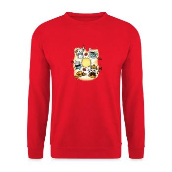 Kaffeekosmos der Morgenfreude - Unisex Pullover - Rot - Vorne - Alina (178cm) & Michal (187cm)