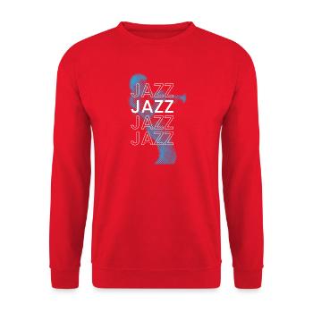 Jazzclub-Poster - Unisex Pullover - Rot - Vorne - Alina (178cm) & Michal (187cm)