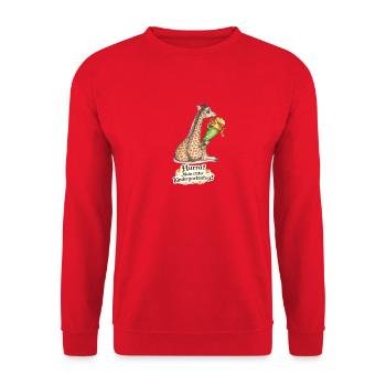 Giraffe feiert ersten Kindergarten-Tag - Unisex Pullover - Rot - Vorne - Alina (178cm) & Michal (187cm)