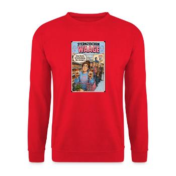 Sternzeichen Waage -  Humor für Unentschlossene - Unisex Pullover - Rot - Vorne - Alina (178cm) & Michal (187cm)