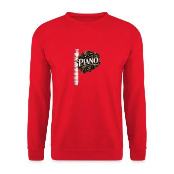 Piano Herz Ornament Musik-Design - Unisex Pullover - Rot - Vorne - Alina (178cm) & Michal (187cm)