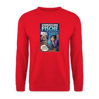 Sternzeichen Fische: Im Meeting, geistig im Ozean - Unisex Pullover - Rot - Vorne - Alina (178cm) & Michal (187cm)