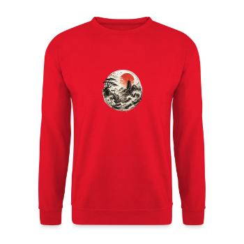 Sonnenkreis Zen Landschaft - Unisex Pullover - Rot - Vorne - Alina (178cm) & Michal (187cm)
