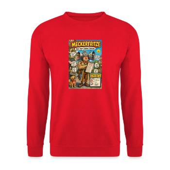 Meckerfritze – Der Nörgler mit Humor im Alltag - Unisex Pullover - Rot - Vorne - Alina (178cm) & Michal (187cm)