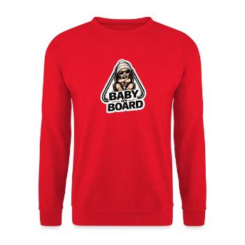 Autocollant Bébé à bord - Sweat-shirt Unisexe - rouge - Devant - Alina (178cm) & Michal (187cm)