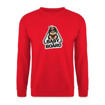 Baby on Board Sticker  - Unisex Pullover - Rot - Vorne - Alina (178cm) & Michal (187cm)