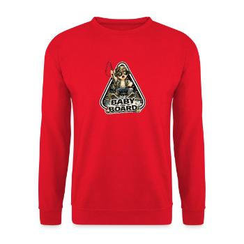 Kleiner Küstenabenteurer mit Angel - Unisex Pullover - Rot - Vorne - Alina (178cm) & Michal (187cm)