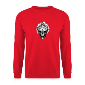Graphique d’horreur gothique de Burning Skull - Sweat-shirt Unisexe - rouge - Devant - Alina (178cm) & Michal (187cm)